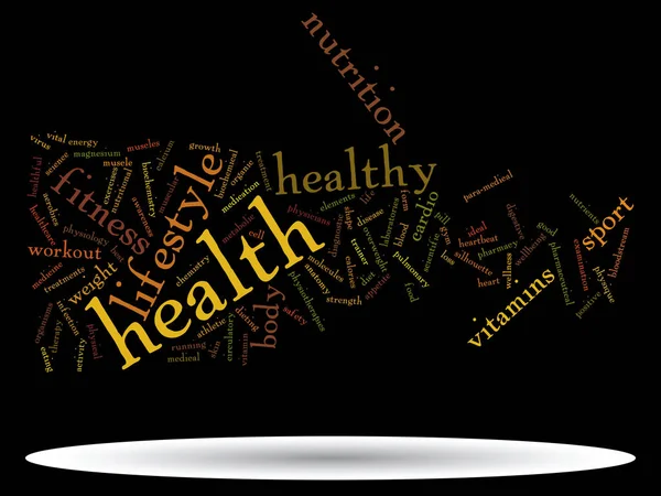 Concepto Abstracto Conceptual Dieta Salud Deporte Palabra Nube Wordcloud Sobre —  Fotos de Stock