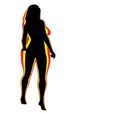 Vektör kavramsal şişman kilolu obez kadın vs fit sağlıklı vücut kilo kaybını takiben ince ya da diyet izole kas ince olan kadın. Fitness, beslenme veya şişmanlık obezite, sağlık siluet şekli