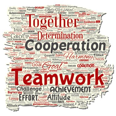 Vektör kavramsal ekip çalışması yönetimi eski yırtık kağıt kırmızı ortaklık fikri, başarı hedefi kelime izole arka plan bulut. İş stratejisi, kolaj grup işbirliği çözüm ya da takım kavramı