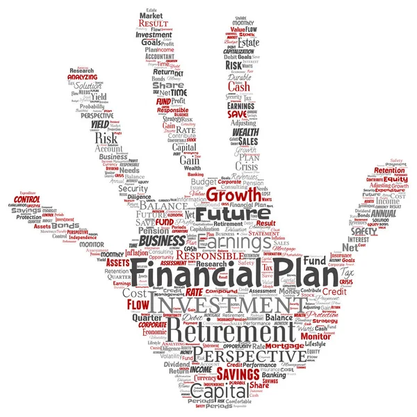 Vecteur Conceptuel Entreprise Plan Financier Personnel Empreinte Main Timbre Rouge — Image vectorielle