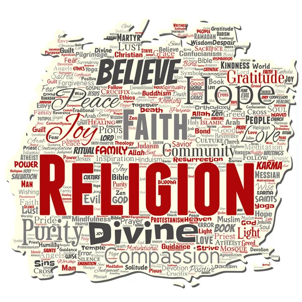 Vektor Begriffliche Religion Gott Glaube Spiritualität Alten Zerrissenen Papier Wort — Stockvektor