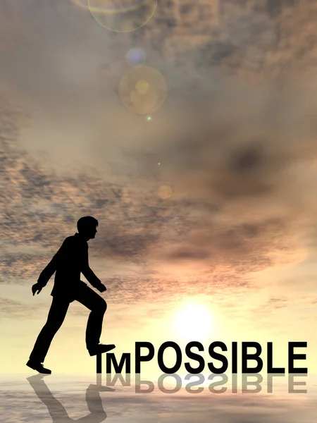 Concept Conceptual Illustration Human Man Businessman Black Silhouette Impossible Possible — Stock Photo, Image