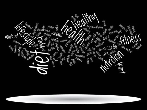 Concept Conceptuele Abstracte Gezondheid Dieet Sport Woord Wolk Wordcloud Witte — Stockfoto