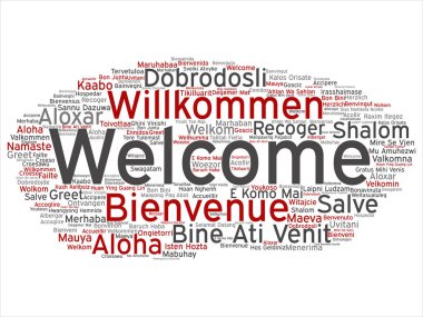 Kavram ya da kavramsal soyut hoş geldiniz ya da uluslararası kelime bulutu farklı dillerde veya çok dilli tebrik vektör. Dünya, yabancı, dünya çapında seyahat, kolaj çevirmek, tatil turizm metin