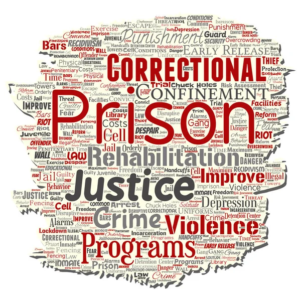 Vector Εννοιολογική Φυλακή Δικαιοσύνη Έγκλημα Παλιά Σκισμένο Χαρτί Λέξη Σύννεφο — Διανυσματικό Αρχείο