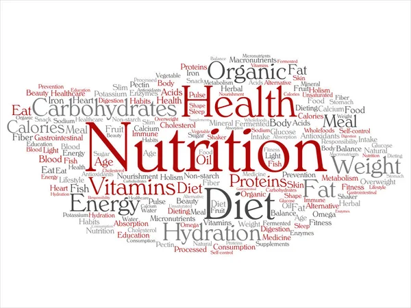 Concept Conceptual Nutrition Health Diet Abstract Word Cloud Isolated Background — Stock Photo, Image