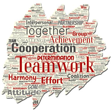 Vektör kavramsal ekip çalışması yönetimi eski yırtık kağıt kırmızı ortaklık fikri, başarı hedefi kelime izole arka plan bulut. İş stratejisi, kolaj grup işbirliği çözüm ya da takım kavramı