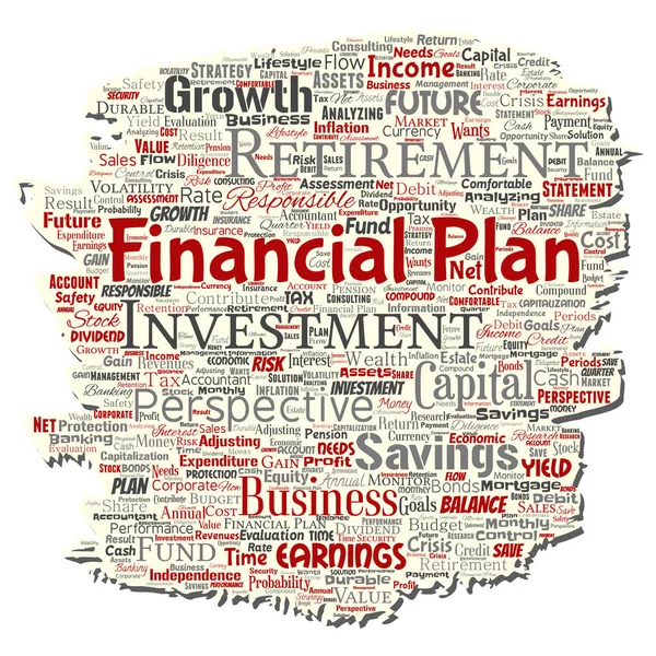 Vector Negócio Conceitual Plano Financeiro Pessoal Velho Rasgado Papel Vermelho — Vetor de Stock