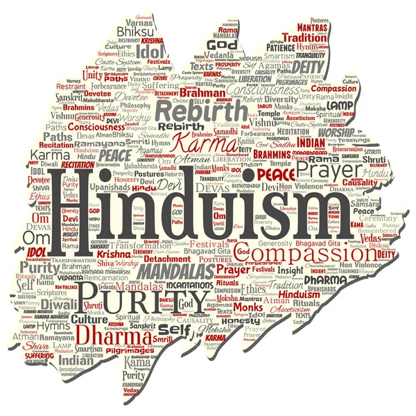 Hinduismo Conceptual Vectorial Shiva Rama Yoga Viejo Rasgado Papel Palabra — Vector de stock