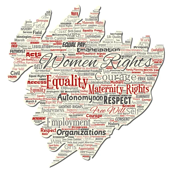 Vektor Begriffliche Frauenrechte Gleichberechtigung Freier Wille Alten Zerrissenen Papierwortwolke Isolierten — Stockvektor