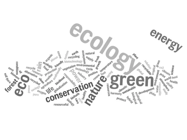 Концепция Концептуальная Абстрактная Зеленая Экология Энергия Сохранение Слова Облако Текст — стоковое фото