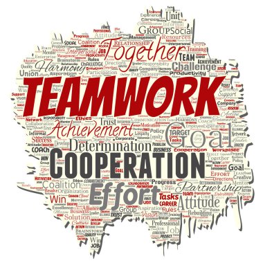 Vektör kavramsal ekip çalışması yönetimi eski yırtık kağıt kırmızı ortaklık fikri, başarı hedefi kelime izole arka plan bulut. İş stratejisi, kolaj grup işbirliği çözüm ya da takım kavramı