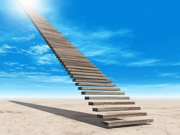 Escalera Conceptual Ilustración Escalones Cielo Fondo Del Cielo Desierto Con — Foto de Stock