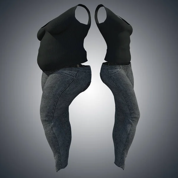 Conceptuel Graisse Surpoids Obèse Femme Jeans Maillot Corps Slim Fit — Photo