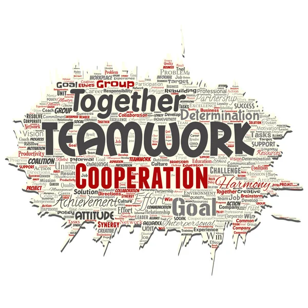 Vector Conceptual Teamwork Management Old Torn Paper Red Partnership Idea — Stock Vector