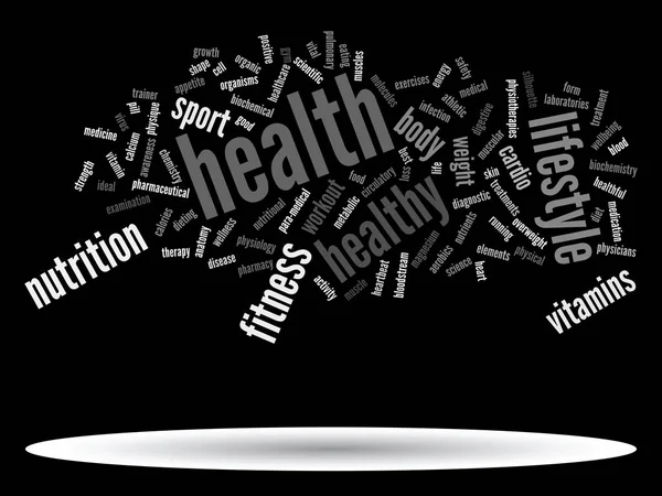 Concepto Abstracto Conceptual Dieta Salud Deporte Palabra Nube Wordcloud Aislado — Foto de Stock