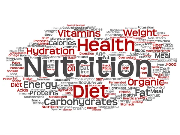 Concept Vectoriel Nutrition Conceptuelle Santé Alimentation Mot Abstrait Nuage Fond — Image vectorielle