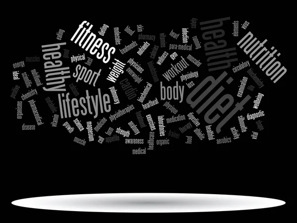 Concept Conceptuele Abstracte Gezondheid Dieet Sport Woord Wolk Wordcloud Geïsoleerd — Stockfoto