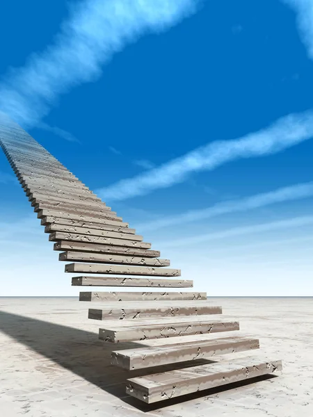 Escalera Conceptual Ilustración Escalones Cielo Fondo Del Cielo Desierto Con — Foto de Stock