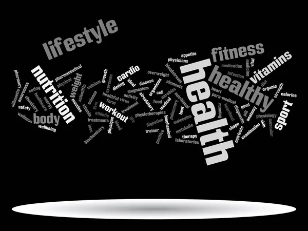 Concept Concept Abstrait Santé Alimentation Sport Mot Nuage Wordcloud Isolé — Photo