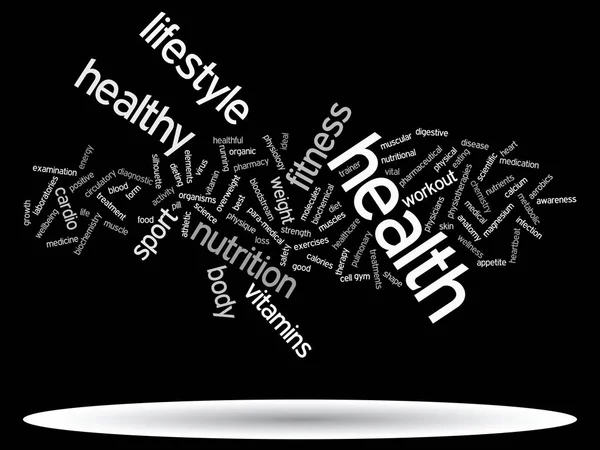 Concept Conceptual Abstract Health Diet Sport Word Cloud Wordcloud Isolated — Stock Photo, Image