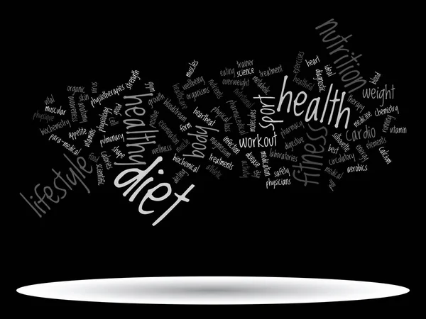 Concepto o abstracto conceptual dieta de salud o deporte palabra nube o wordcloud aislado en segundo plano — Foto de Stock