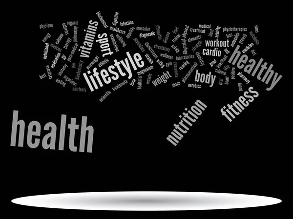 Concepto o abstracto conceptual dieta de salud o deporte palabra nube o wordcloud aislado en segundo plano — Foto de Stock