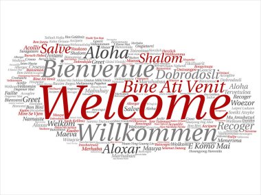 Kavram ya da kavramsal soyut hoş geldiniz ya da uluslararası kelime bulutu farklı dillerde veya çok dilli tebrik vektör. Dünya, yabancı, dünya çapında seyahat, kolaj çevirmek, tatil turizm metin