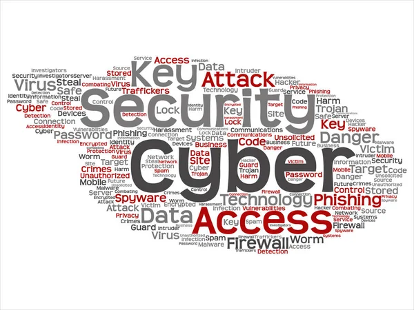 Conceptual Cyber Security Access Word Cloud White Background — Stock Vector