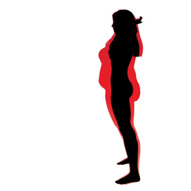Kavramsal şişman kilolu obez kadın vs fit sağlıklı vücut kilo kaybını takiben ince ya da diyet izole kas ince olan kadın. Fitness, beslenme veya şişmanlık obezite, sağlık siluet şekli
