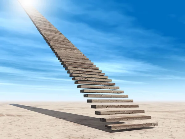 Konzept Oder Konzeptionelle Illustration Treppenstufen Zum Himmel Auf Himmelshintergrund Der — Stockfoto