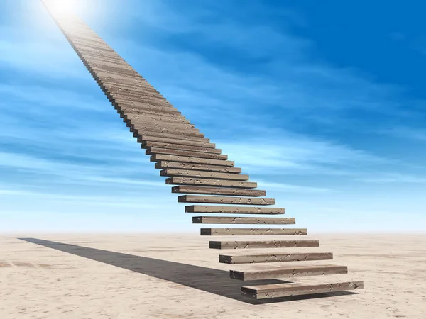 Escalera Conceptual Ilustración Escalones Cielo Fondo Del Cielo Desierto Con — Foto de Stock