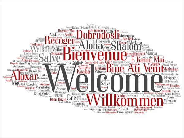 Vector Concept Conceptual Abstract Welcome Greeting International Word Cloud Different — Stock Vector