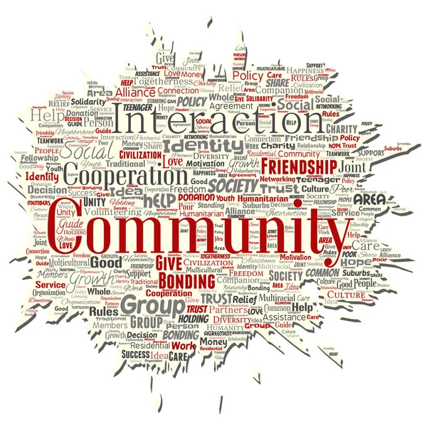 Vector Conceptual Community Social Connection Old Torn Paper Word Cloud — Stock Vector
