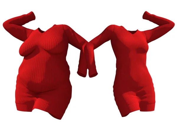 Konzeptionelle Fett Übergewichtigen Fettleibigen Frauen Pullover Kleid Schlank Fit Gesunden — Stockfoto