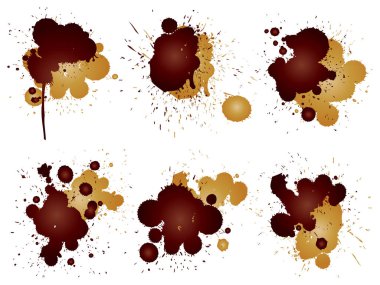 Sanatsal grungy boya damla toplama, el yaratıcı sıçramaları veya sıçraması kontur izole beyaz arka plan set yaptı. Soyut grunge kirli lekeleri Grup, eğitim veya grafik sanat dekorasyon