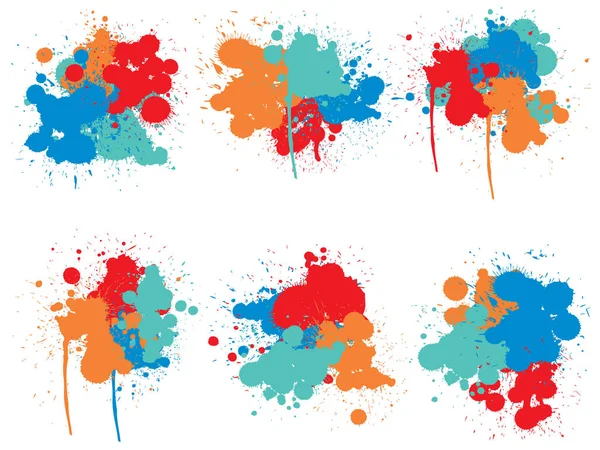 Collection Artistic Grungy Paint Drops Hand Made Creative Splashes Splatter — Stock Vector