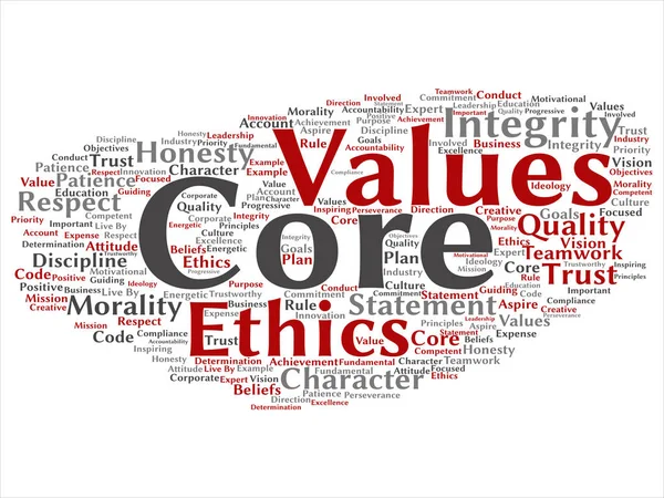 Vector Conceptual Core Values Integrity Ethics Abstract Concept Word Cloud — Archivo Imágenes Vectoriales