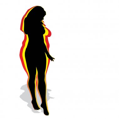 Kavramsal şişman kilolu obez kadın vs fit sağlıklı vücut kilo kaybını takiben ince ya da diyet izole kas ince olan kadın. Fitness, beslenme veya şişmanlık obezite, sağlık siluet şekli