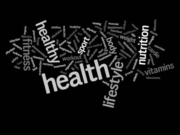 Concept of conceptuele abstracte gezondheid dieet of sport woord wolk of wordcloud geïsoleerd op achtergrond — Stockfoto