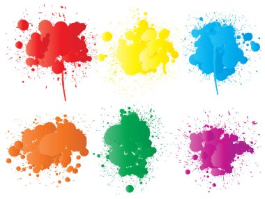 Vektör topluluğu sanatsal aşınmış boya damla, el yapımı yaratıcı sıçrama veya sıçramak kontur izole beyaz arka plan ayarlayın. Grup, eğitim veya grafik sanat soyut grunge kirli lekeleri