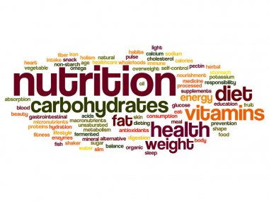Kavram ya da arka plan üzerinde izole kavramsal beslenme sağlık ya da diyet soyut kelime bulutu
