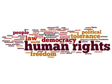 Kavram ya da arka plan üzerinde izole kavramsal insan hakları siyasi özgürlük ya da Demokrasi soyut kelime bulutu