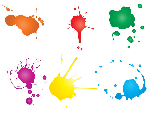 Коллекция художественной грандиозной капли краски, ручной работы творческий всплеск или брызги инсульта набор изолированный белый фон. Абстрактные грязные штаны, образование или художественное оформление

