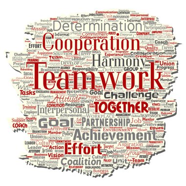 Vektör kavramsal ekip çalışması yönetimi eski yırtık kağıt kırmızı ortaklık fikri, başarı hedefi kelime izole arka plan bulut. İş stratejisi, kolaj grup işbirliği çözüm ya da takım kavramı