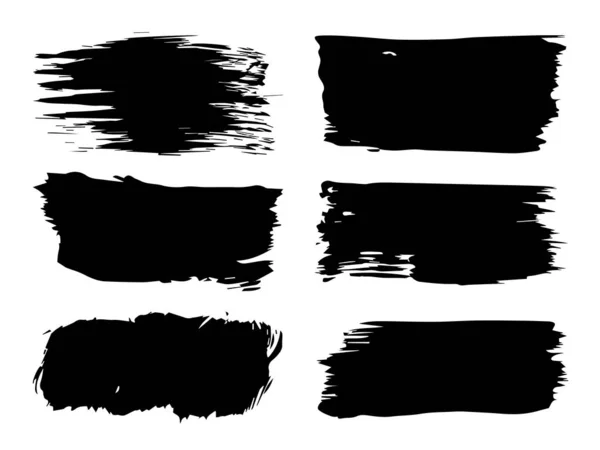 矢量收集或一套艺术黑色颜料、油墨或丙烯酸手笔制成的创造性笔划背景，以白色为隔板隔离，如发牢骚或发牢骚的艺术，教育抽象元素框架设计 — 图库矢量图片