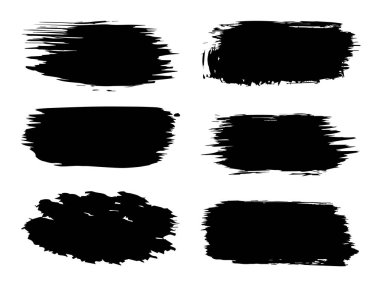 Koleksiyon veya sanatsal siyah boya seti, mürekkep veya akrilik el grunge veya grungy sanat, eğitim soyut elemanları çerçeve tasarımı olarak beyaz izole yaratıcı fırça kontur arka planlar yaptı