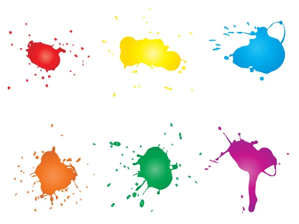Vector collection of artistic grungy paint drop, hand made creative splash or splatter stroke set isolated white background. Abstract grunge dirty stains group, education or graphic art decoration — Stock Vector