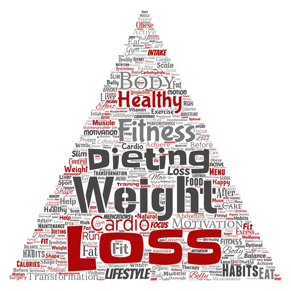 Conceptual weight loss healthy diet transformation triangle arrow word cloud isolated background. Collage of fitness motivation lifestyle, before and after workout slim body beauty concept