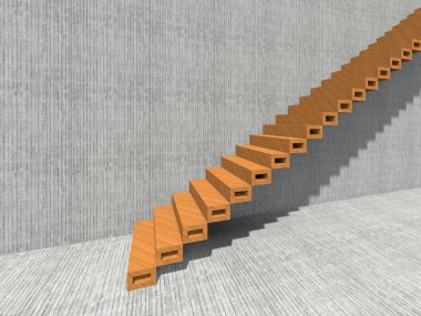 Kavramsal merdiven duvar arka plan bina veya mimari metafor iş başarısı, büyüme, ilerleme veya başarı olarak. yaratıcı adımları riseing üst kadar 3D çizimi vizyon tasarım olarak